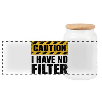 Attention : je n’ai pas de filtre sarcasme ironie humour - Boîte à biscuits avec couvercle en bois - blanc - Devant