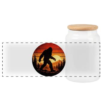 Coucher de soleil rétro de Bigfoot dans la forêt - Boîte à biscuits avec couvercle en bois - blanc - Devant