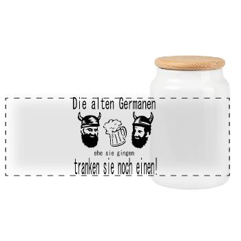 Germanen Spruch - Panorama Keksdose mit Holzdeckel - Weiß - Vorne
