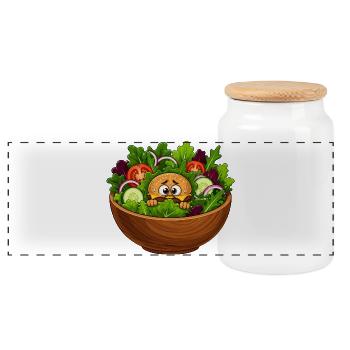 Salatburger Bowl - Panorama Keksdose mit Holzdeckel - Weiß - Vorne