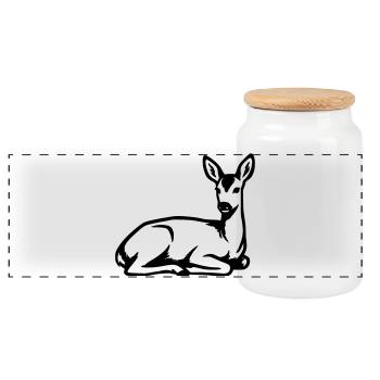 Deer Silhouette Hunter Hunting Club Forester Forest - Panoramic Cookie Jar with Wooden Lid - white - Front