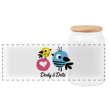 Dody und Dots- Mycolourdots - Panorama Keksdose mit Holzdeckel - Weiß - Vorne