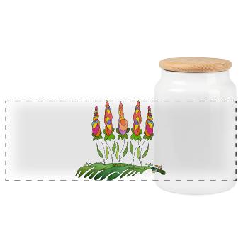 Blumen - Panorama Keksdose mit Holzdeckel - Weiß - Vorne