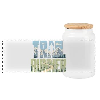Coureur de trail - Boîte à biscuits avec couvercle en bois - blanc - Devant