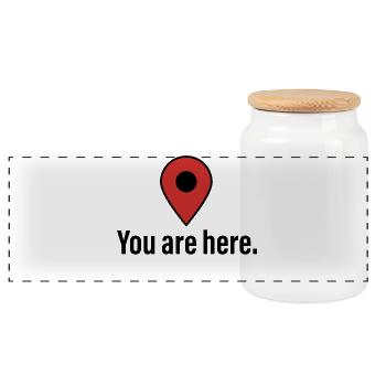 Humor T-Shirt You Are Here Map Pin - Panoramic Cookie Jar with Wooden Lid - white - Front