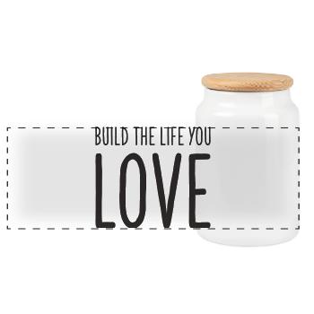 Construis la vie que tu aimes – Motivational Te - Boîte à biscuits avec couvercle en bois - blanc - Devant