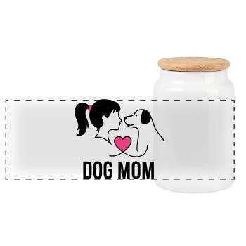 Maman Chien Fille Chien Chère Maîtresse - Boîte à biscuits avec couvercle en bois - blanc - Devant