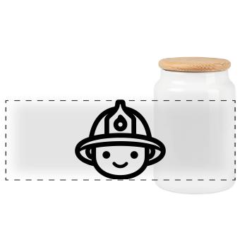 pompier - Boîte à biscuits avec couvercle en bois - blanc - Devant