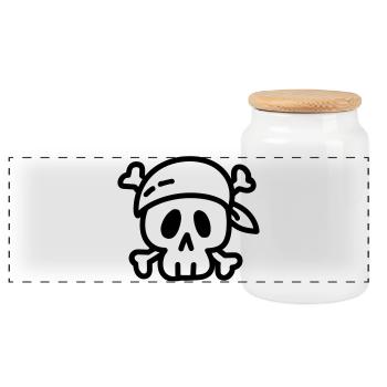 pirate - Boîte à biscuits avec couvercle en bois - blanc - Devant