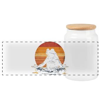 Idée cadeau de grenouille de yoga - Boîte à biscuits avec couvercle en bois - blanc - Devant