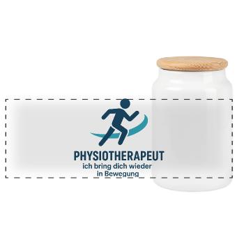 Bewegungstherapie Logo - Panorama Keksdose mit Holzdeckel - Weiß - Vorne