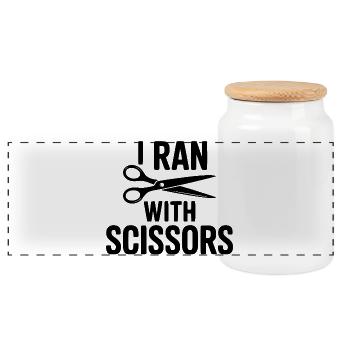 J’ai couru avec des ciseaux - Boîte à biscuits avec couvercle en bois - blanc - Devant