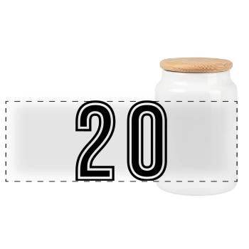 20 Symbole numérique - Boîte à biscuits avec couvercle en bois - blanc - Devant