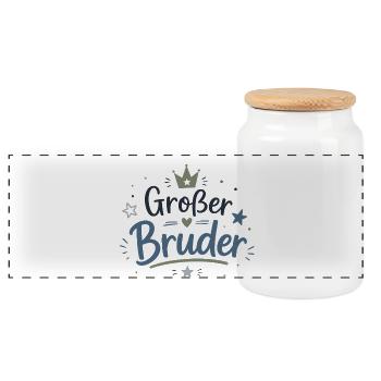 Großer Bruder Stolz Krone Liebe - Panorama Keksdose mit Holzdeckel - Weiß - Vorne