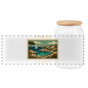 Italien Vintage Reisemarke - Panorama Keksdose mit Holzdeckel - Weiß - Vorne