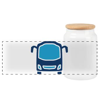 Icône du bus solide Symbole du véhicule de transport public Vec - Boîte à biscuits avec couvercle en bois - blanc - Devant
