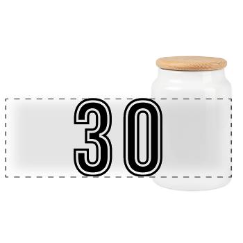 Symbole de 30 chiffres - Boîte à biscuits avec couvercle en bois - blanc - Devant