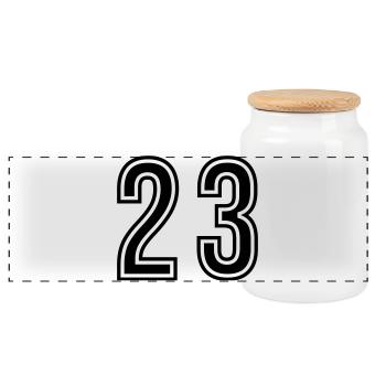 Symbole du chiffre 23 - Boîte à biscuits avec couvercle en bois - blanc - Devant