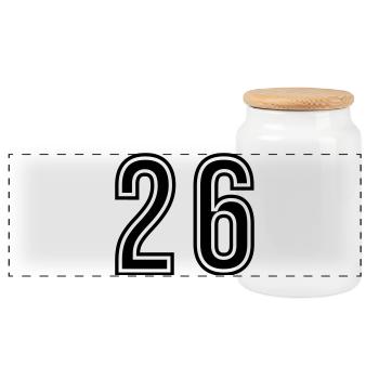 Symbole du chiffre 26 - Boîte à biscuits avec couvercle en bois - blanc - Devant