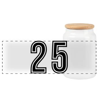 25 Symbole numérique - Boîte à biscuits avec couvercle en bois - blanc - Devant