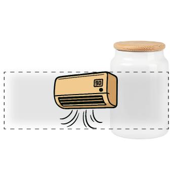AC retro cartoon with paws - Panoramic Cookie Jar with Wooden Lid - white - Front
