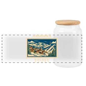 Andorra Soldeu Vintage Reisemarke - Panorama Keksdose mit Holzdeckel - Weiß - Vorne
