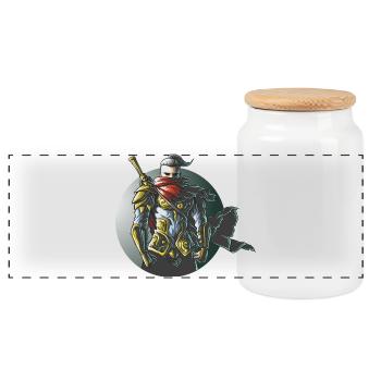 Warrior Ninja Samurai Gaming Design - Panoramic Cookie Jar with Wooden Lid - white - Front