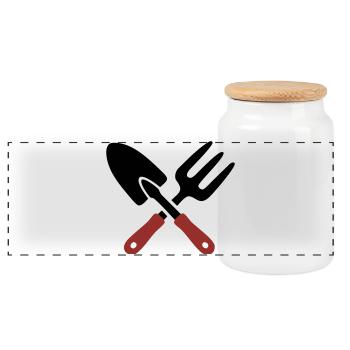 Garden Tool Shovel Icon - Panoramic Cookie Jar with Wooden Lid - white - Front