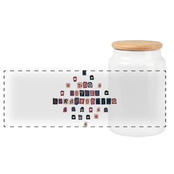 Dog Coffee Scrapbooking - Boîte à biscuits avec couvercle en bois - blanc - Devant