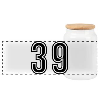 39 Symbole numérique - Boîte à biscuits avec couvercle en bois - blanc - Devant