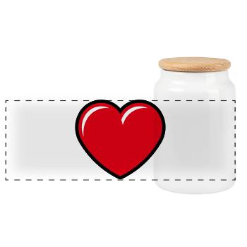 Herz / Herzchen (Liebe / Symbol / Red Black) - Panorama Keksdose mit Holzdeckel - Weiß - Vorne