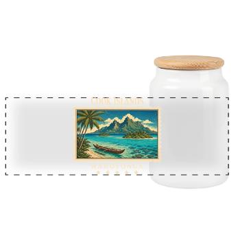 Marque de voyage vintage Rarotonga des Îles Cook - Boîte à biscuits avec couvercle en bois - blanc - Devant