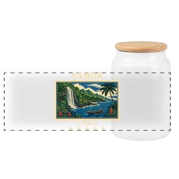 Samoa Upolu Vintage Travel Brand - Panoramic Cookie Jar with Wooden Lid - white - Front