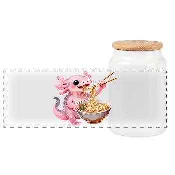 Ramen Axolotl - Boîte à biscuits avec couvercle en bois - blanc - Devant