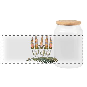 Fleur - Boîte à biscuits avec couvercle en bois - blanc - Devant