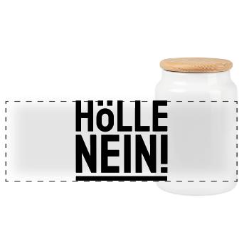 HÖLLE NEIN ! - schwarz & unterstrichen - Panorama Keksdose mit Holzdeckel - Weiß - Vorne