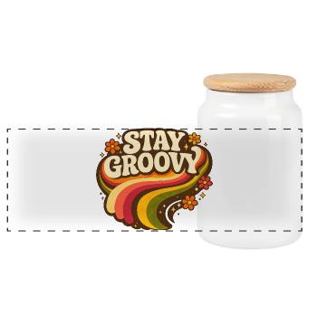 Stay Groovy Rainbow - Panoramic Cookie Jar with Wooden Lid - white - Front
