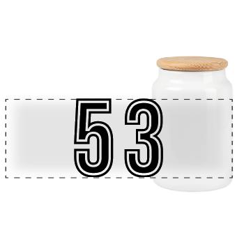 53 Number Symbol - Panoramic Cookie Jar with Wooden Lid - white - Front