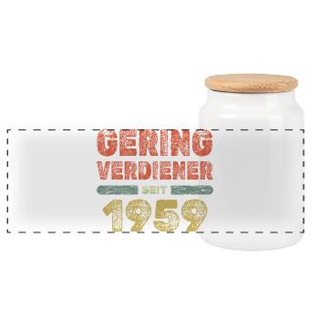 Geringverdiener 1959 - Panorama Keksdose mit Holzdeckel - Weiß - Vorne