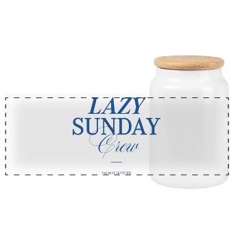 Lazy Sunday Crew - Panoramic Cookie Jar with Wooden Lid - white - Front