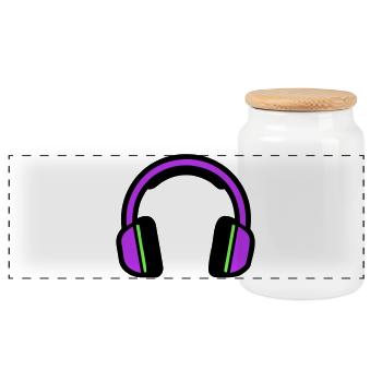 Silhouette musicale des écouteurs - Boîte à biscuits avec couvercle en bois - blanc - Devant