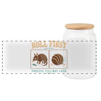 Armadillo Drôle Armadillo Texas - Boîte à biscuits avec couvercle en bois - blanc - Devant