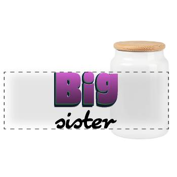 Lettrage de grande sœur pour la grande sœur - Boîte à biscuits avec couvercle en bois - blanc - Devant