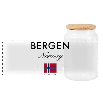 Bergen Norvège Coordonnées Souvenir de voyage - Boîte à biscuits avec couvercle en bois - blanc - Devant