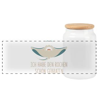 Rochen Schon Gebraten Stachelrochen Manta Rochen - Panorama Keksdose mit Holzdeckel - Weiß - Vorne