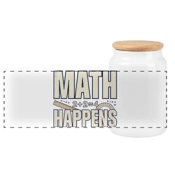 Mathematik-Humor – Mathematik passiert - Panorama Keksdose mit Holzdeckel - Weiß - Vorne