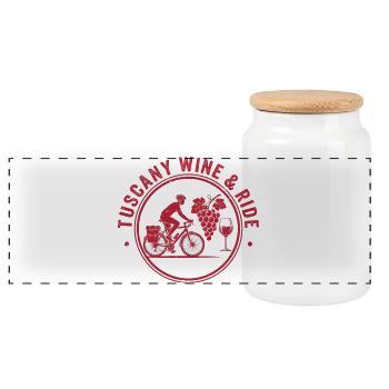 Tuscany Wine & Ride Vintage-Stempel - Panorama Keksdose mit Holzdeckel - Weiß - Vorne