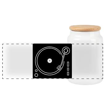 DJ-Plattenspieler - Panorama Keksdose mit Holzdeckel - Weiß - Vorne