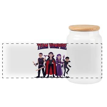 Team Vampir: Harte Freunde - Panorama Keksdose mit Holzdeckel - Weiß - Vorne