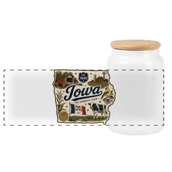 Iowa Hawkeye State Vintage Farm Aufkleber - Panorama Keksdose mit Holzdeckel - Weiß - Vorne